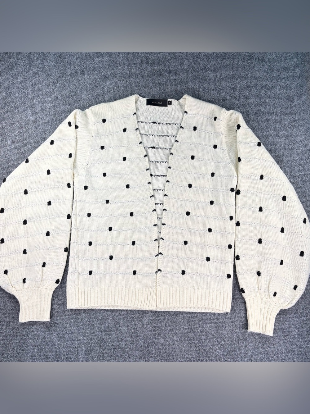 Maria Filó Cream Polka Dot Open-Front Cardigan Sweater - Women's